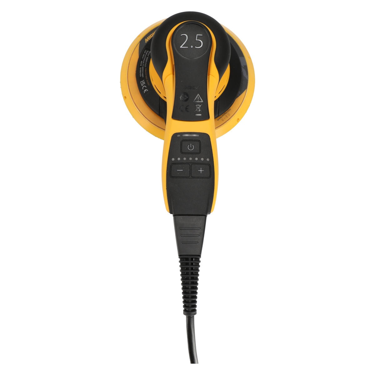 Top view of Mirka DEROS II 625X 2.5 mm random orbital sander