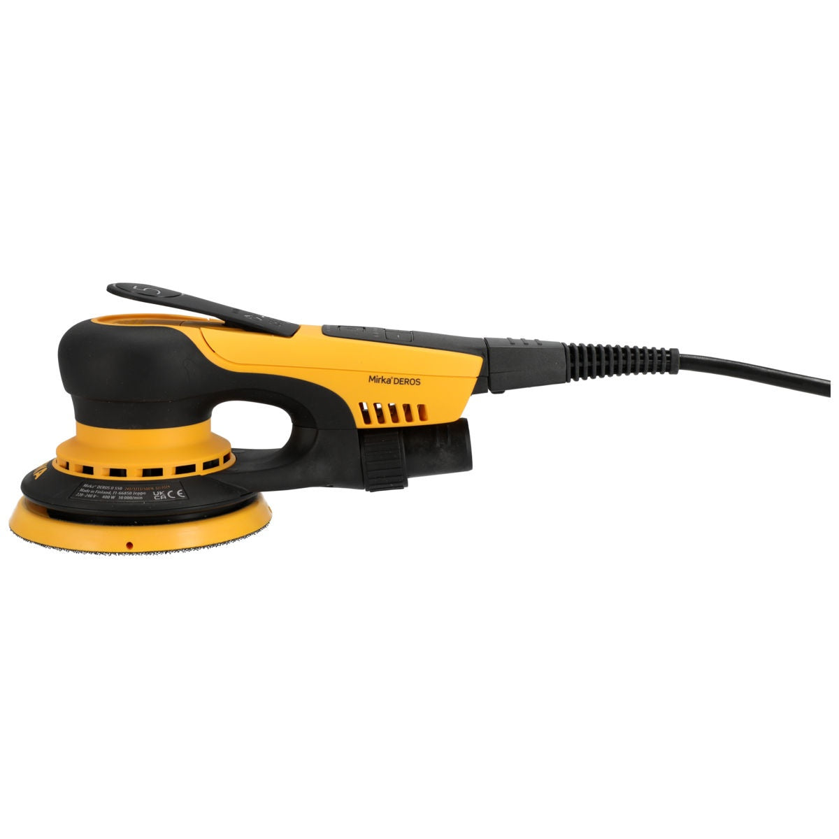 Opposite side view of Mirka DEROS II 550X 5-in. orbital sander