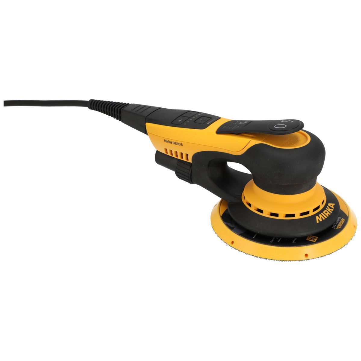 Mirka DEROS II 650X 6-in. corded random orbital sander, front angle view