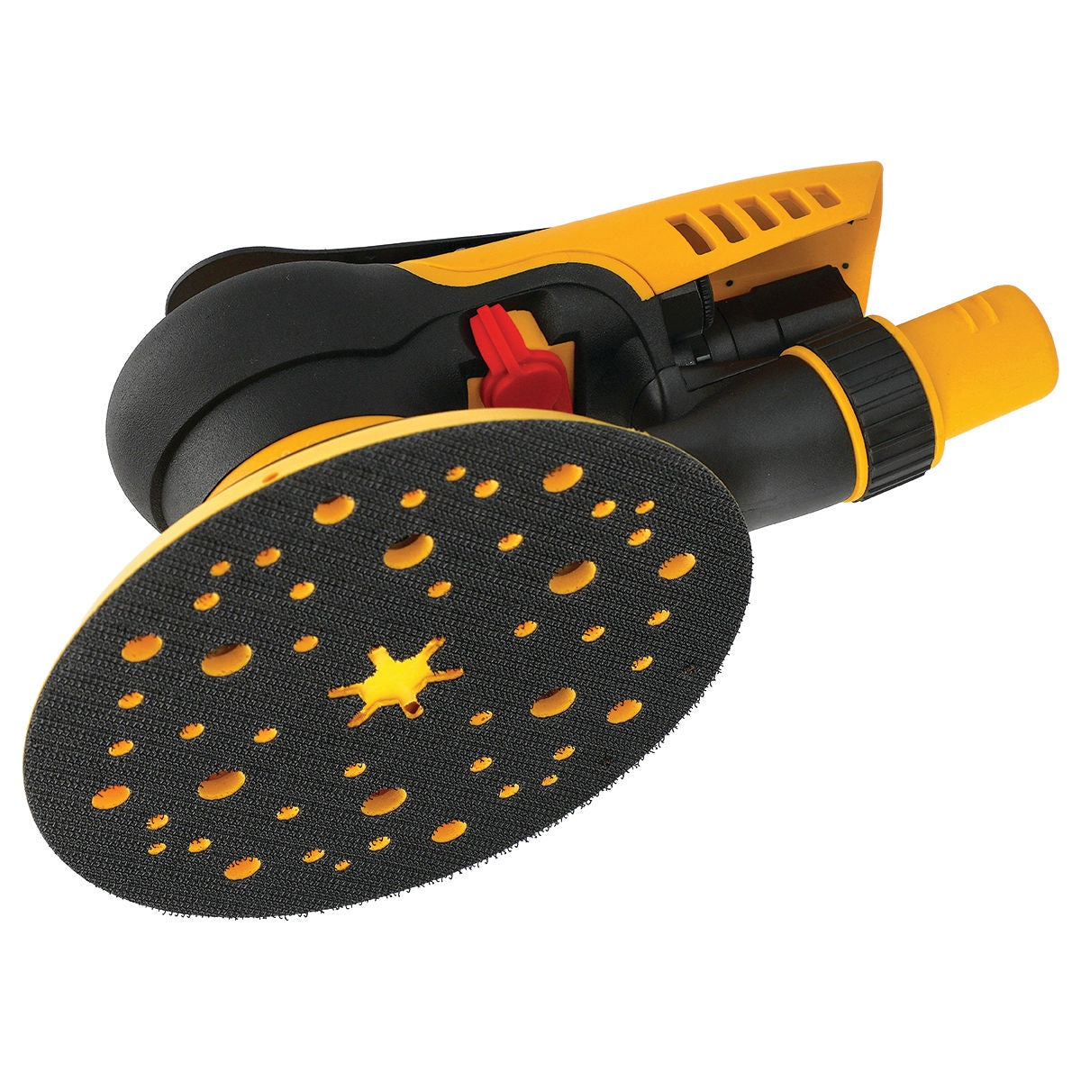 Underside view of Mirka PROS 680CV 6-in. sanding pad with multi-hole dust extraction pattern