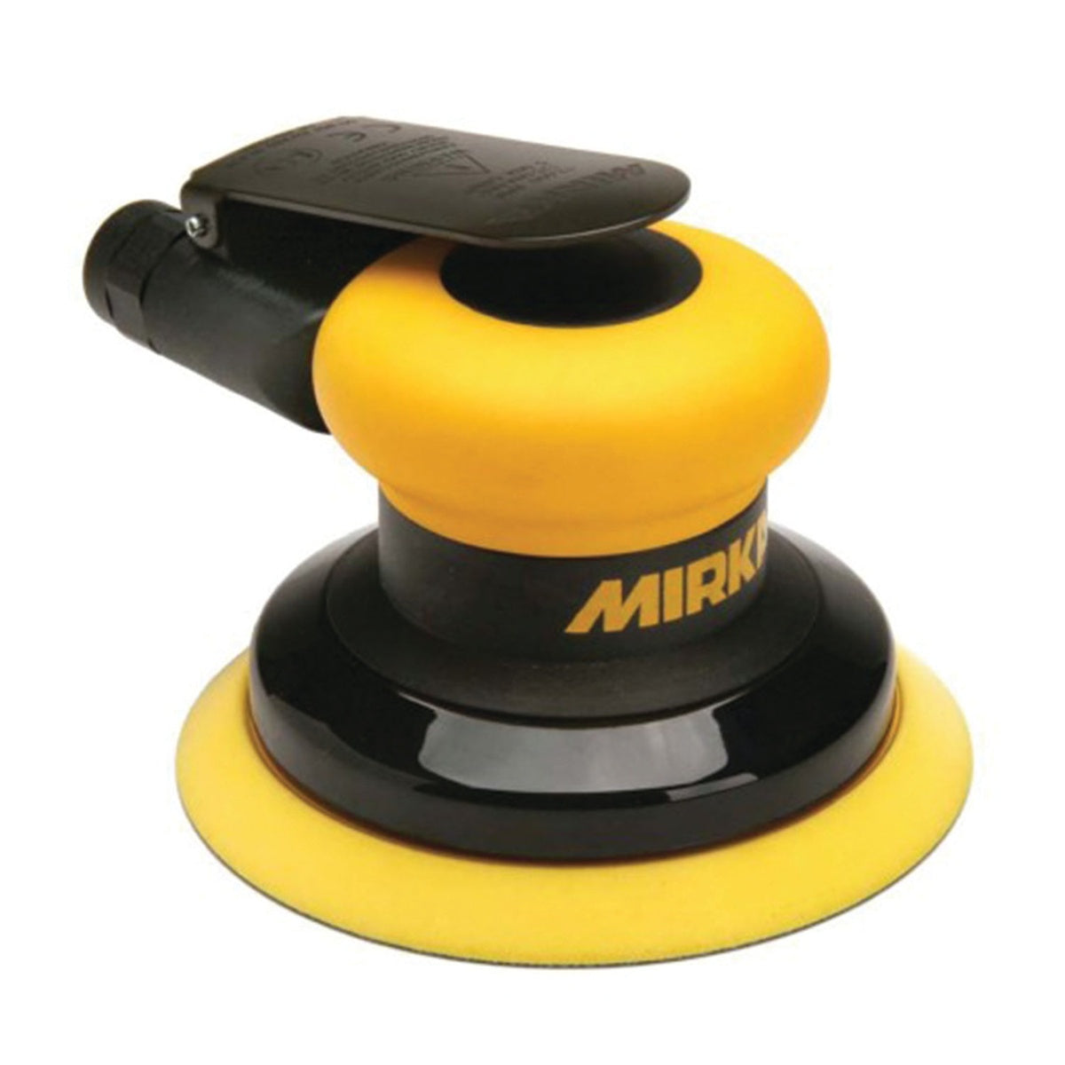 Mirka MR-508 5-in. pneumatic finishing sander with yellow backing pad
