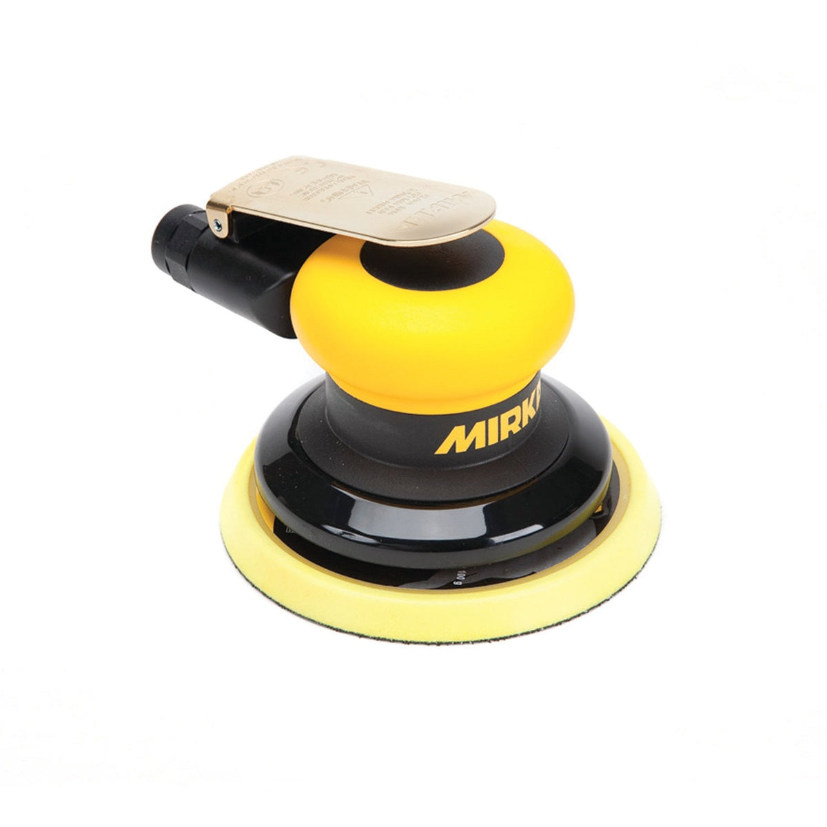 Mirka MR-525 5-in. pneumatic non-vacuum finishing sander with yellow 5-in. pad