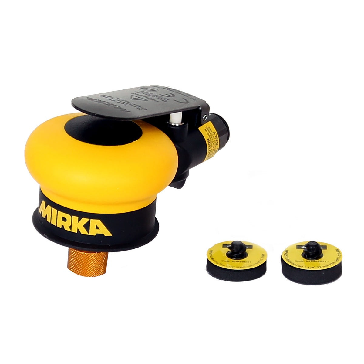 Mirka MROS pneumatic orbital finish sander with included backing pads