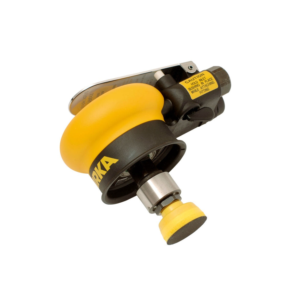 Mirka MROS 1.25-in. orbital finish sander underside and pad close-up