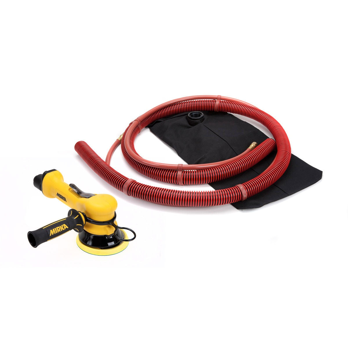 Mirka 5-in. two-handed SGV orbital sander with 10mm orbit, hose, and dust bag