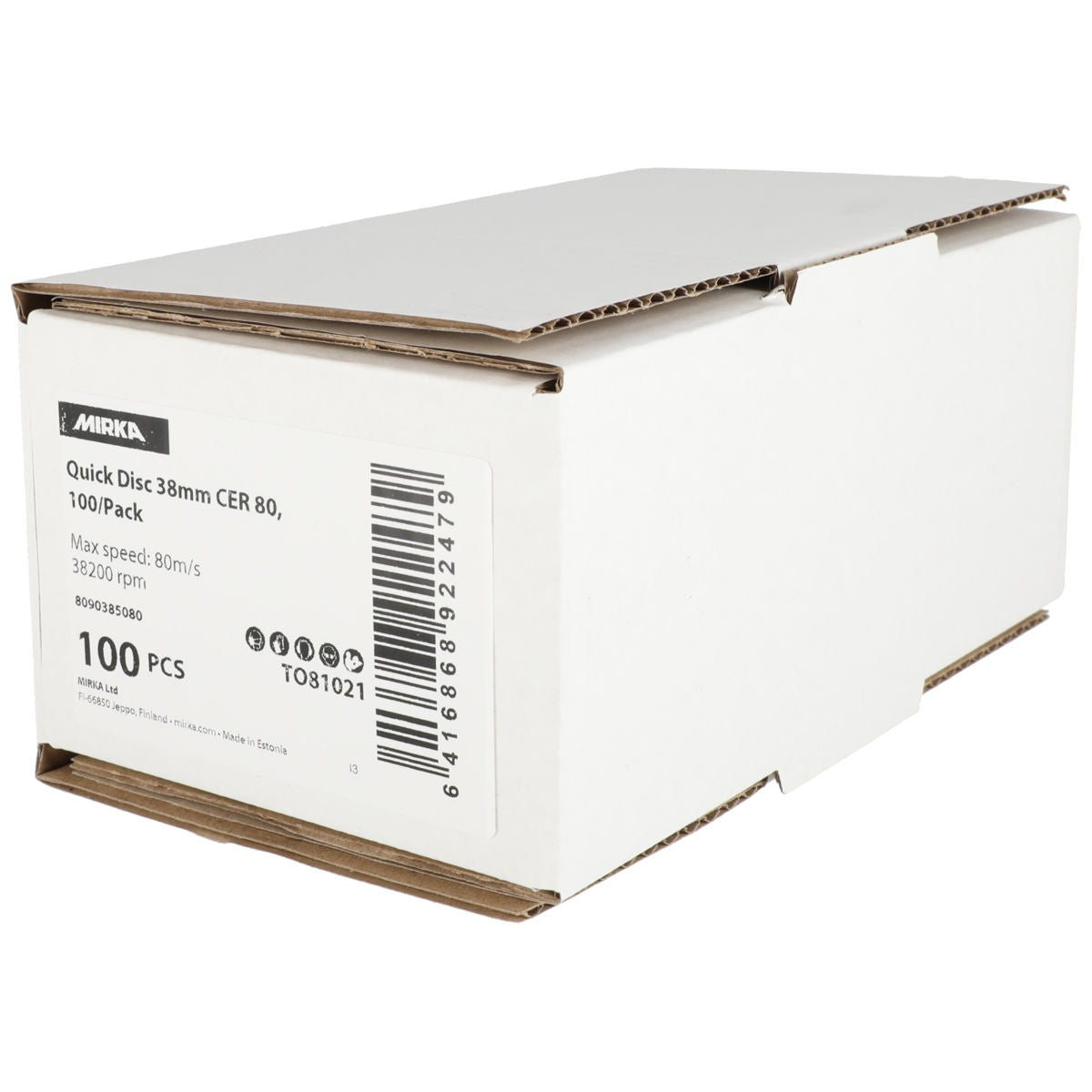 Mirka Quick Disc CER disc box packaging, 100-piece pack shown