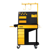 Mirka Modular Trolley Pro Model mobile tool storage workstation with drawers, pegboard, hose arm, and casters