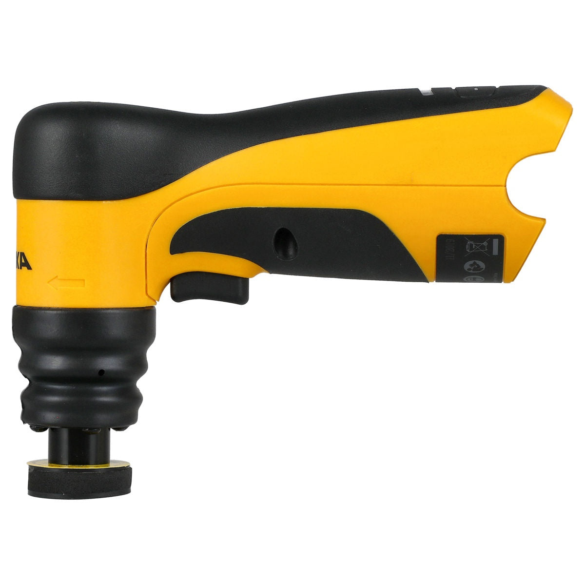 Side profile of Mirka AOS130-B compact cordless orbital sander