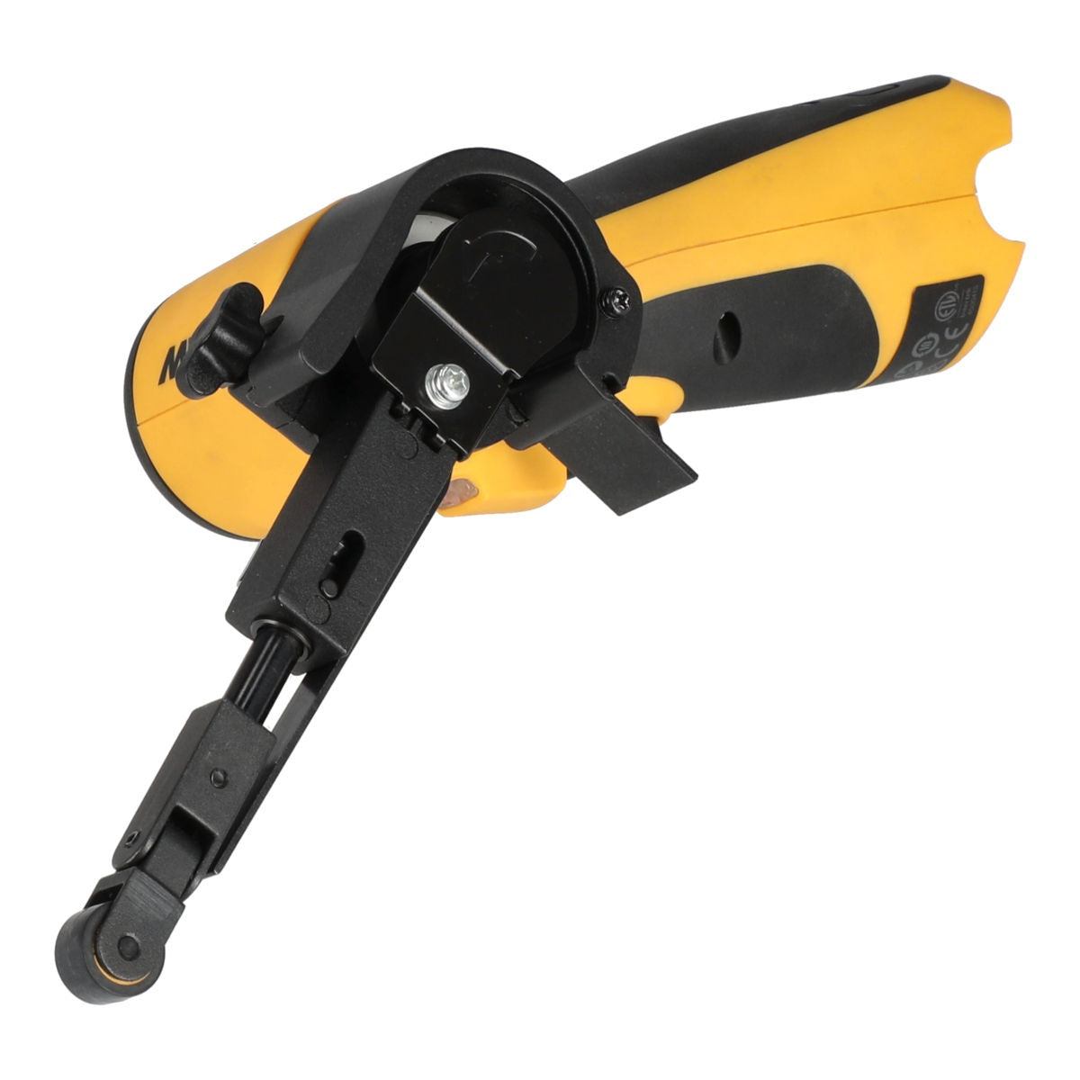 Mirka FBS-B 10 cordless file belt sander, front angled view