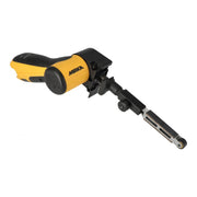 Mirka FBS-B 13 cordless file belt sander with 1/2-in. x 18-in. belt arm, angled view