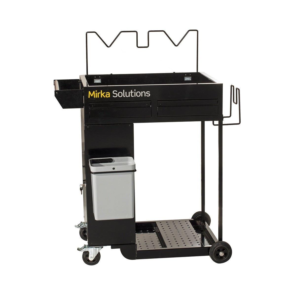Mirka Smart Cart Solution Trolley with drawers, top tray, waste bin, and lower storage deck