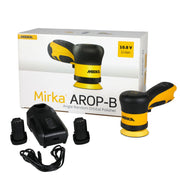 Mirka AROP-B 12V cordless random orbital polisher kit with two batteries and charger