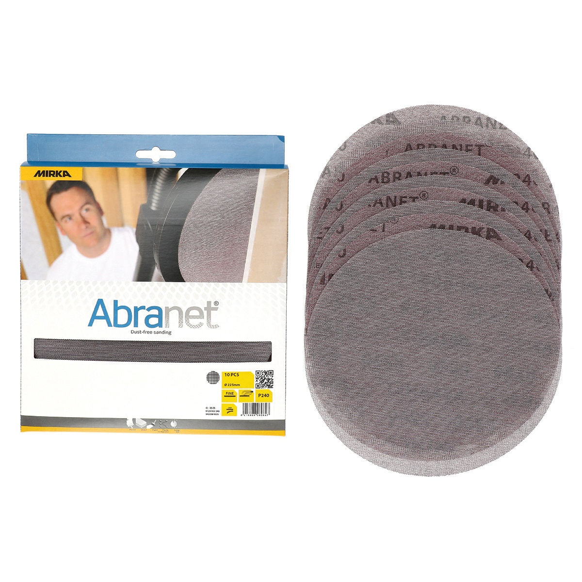 Mirka Abranet sanding disc retail pack with multiple round net discs