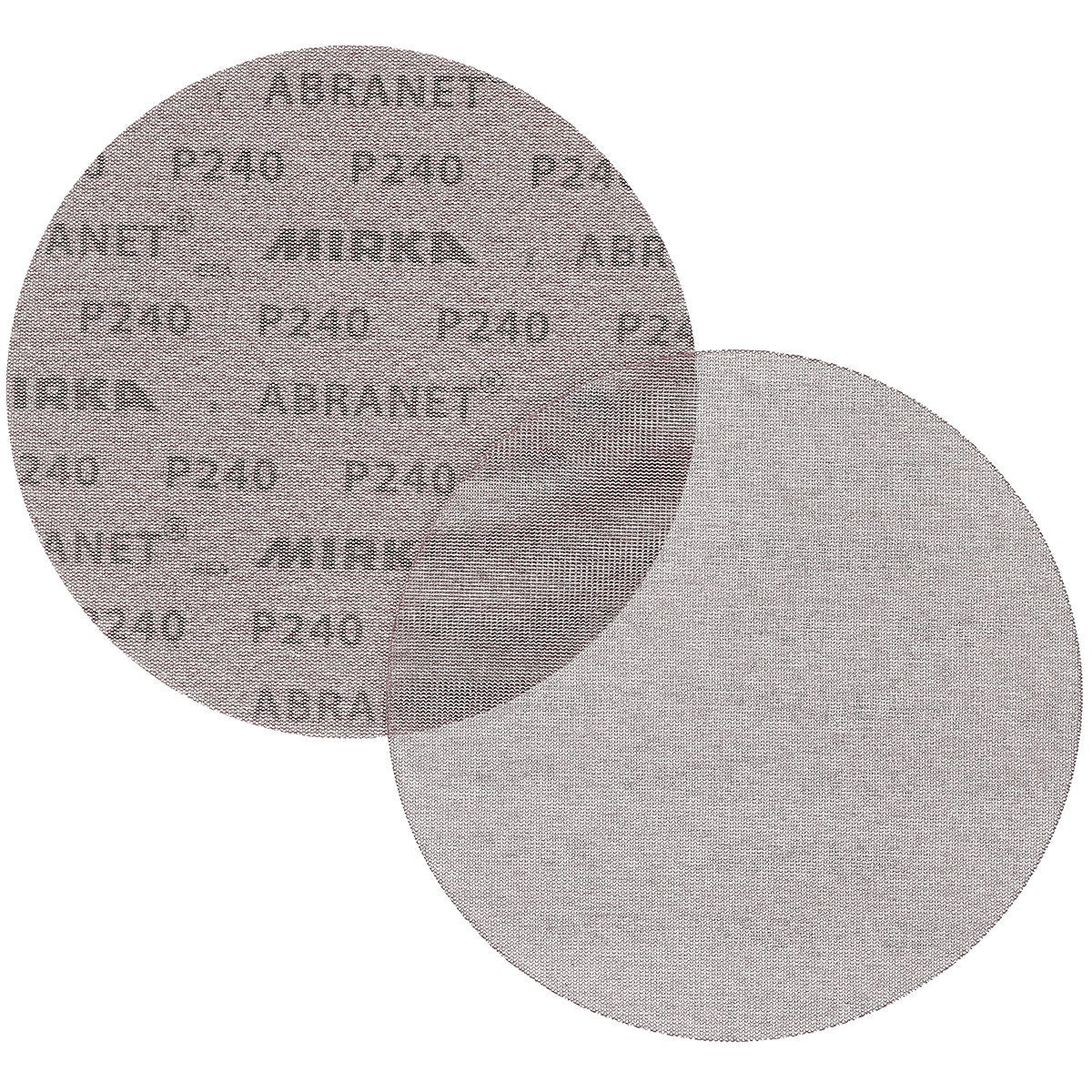 Front and back view of Mirka Abranet round net sanding disc