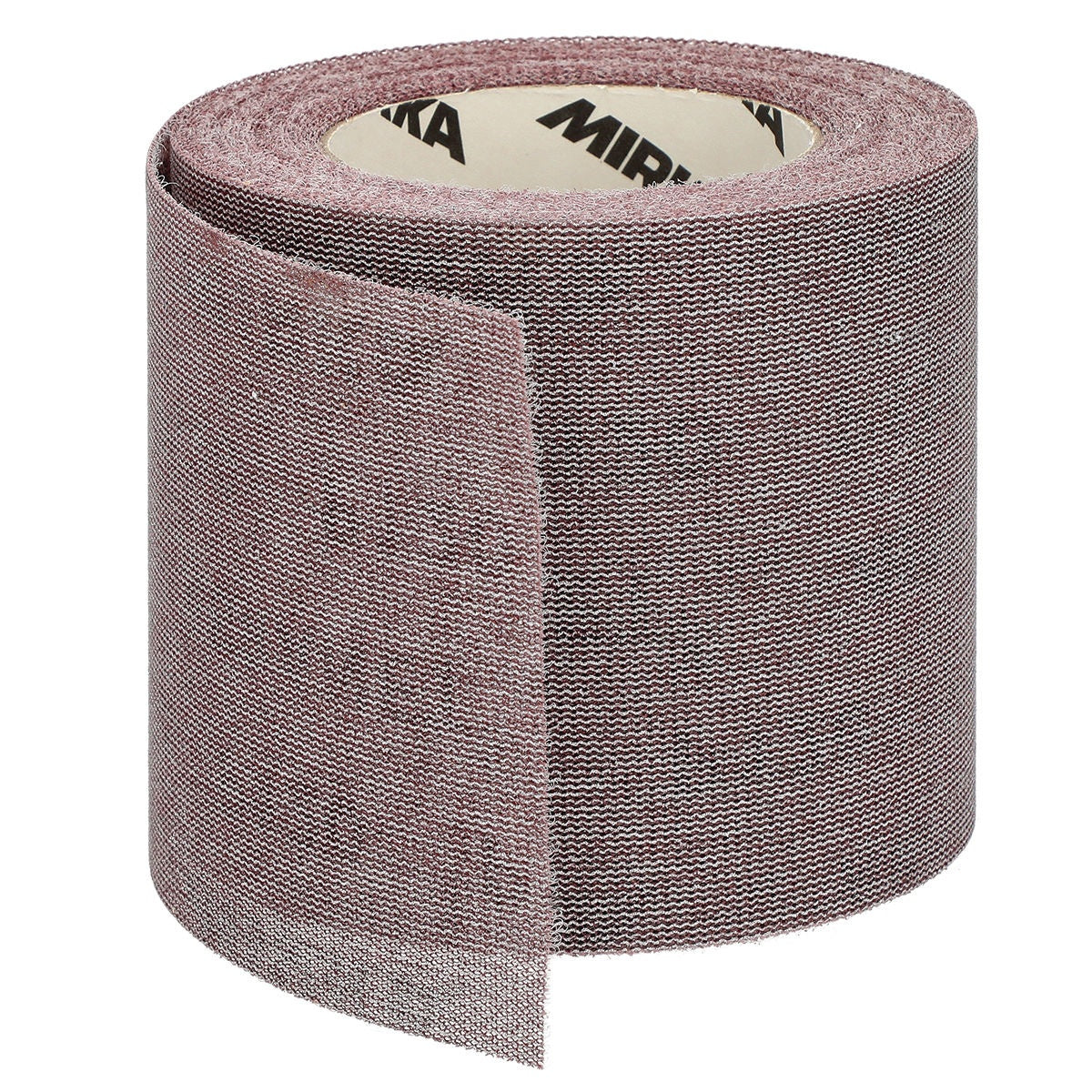 Close-up of Mirka Abranet grip sanding roll with mesh abrasive surface