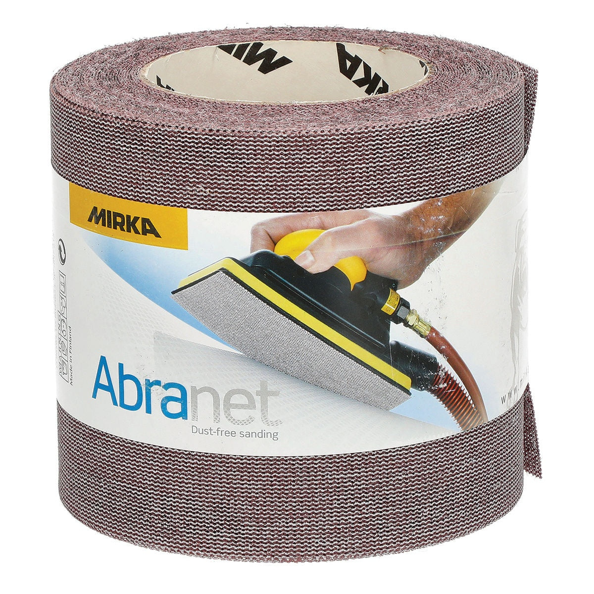 Mirka Abranet dust-free sanding roll in retail wrap packaging