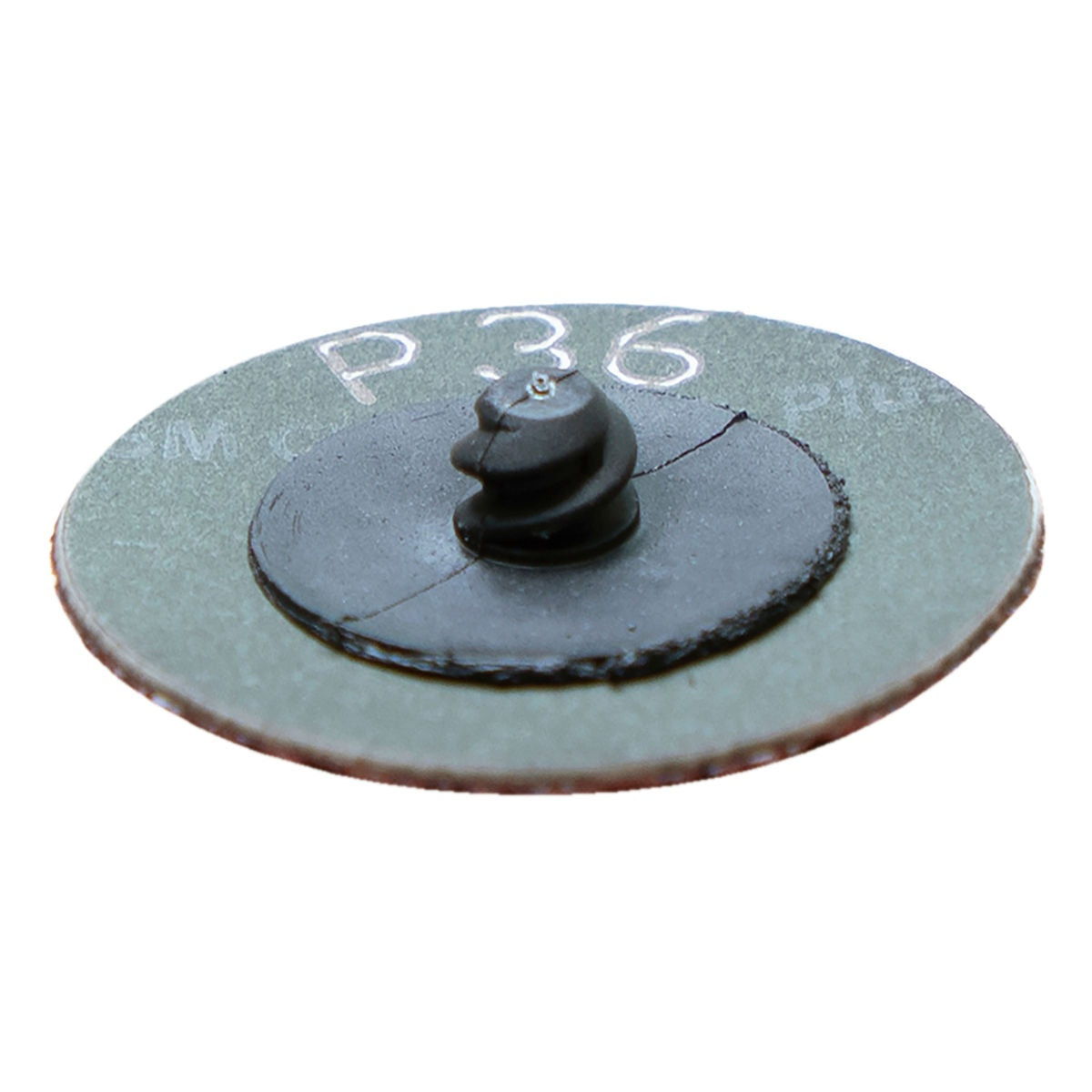 Back view of Mirka Quick Disc CER 50 mm P36 style quick lock disc showing twist-on mount