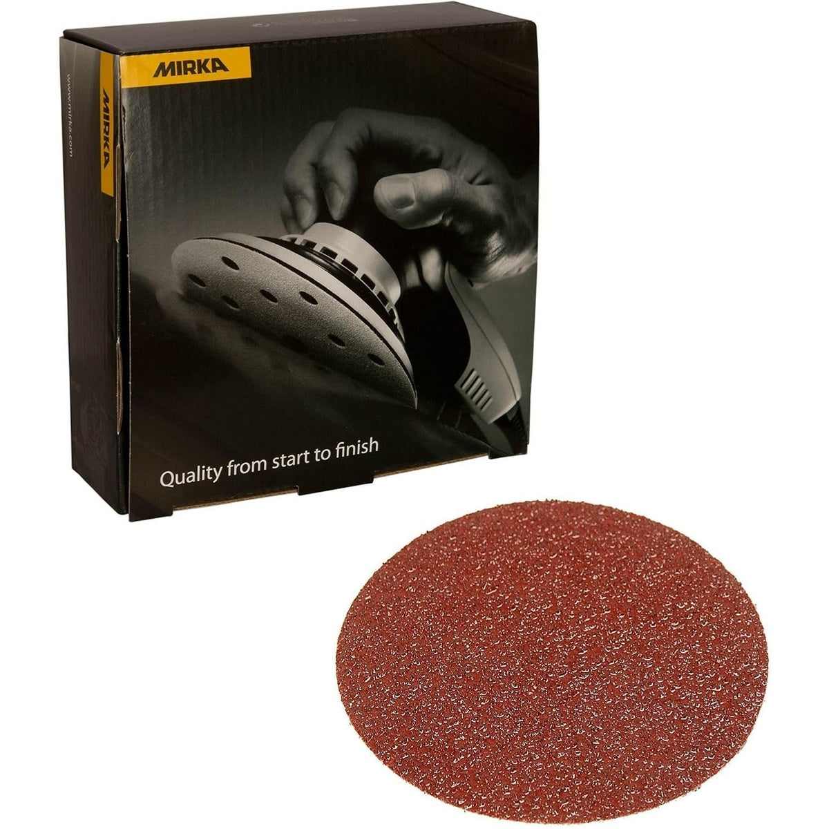 Mirka 8-in. P80 coarse cut PSA sanding disc pack with product box