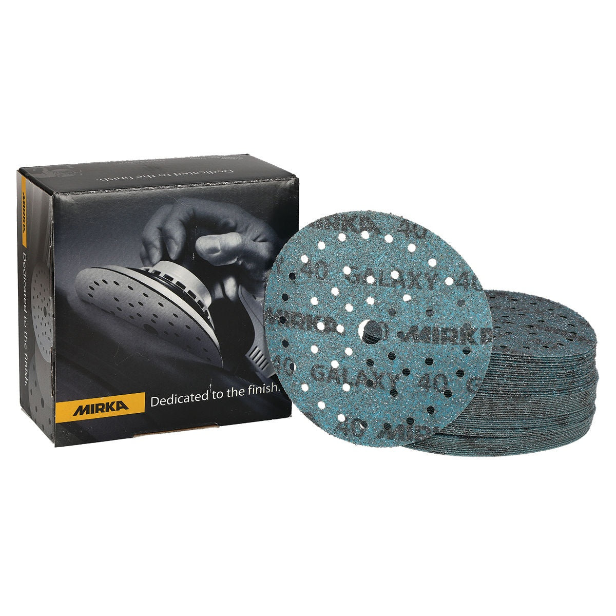 Mirka Galaxy 6-in. 40 grit sanding discs with retail box, 50-pack