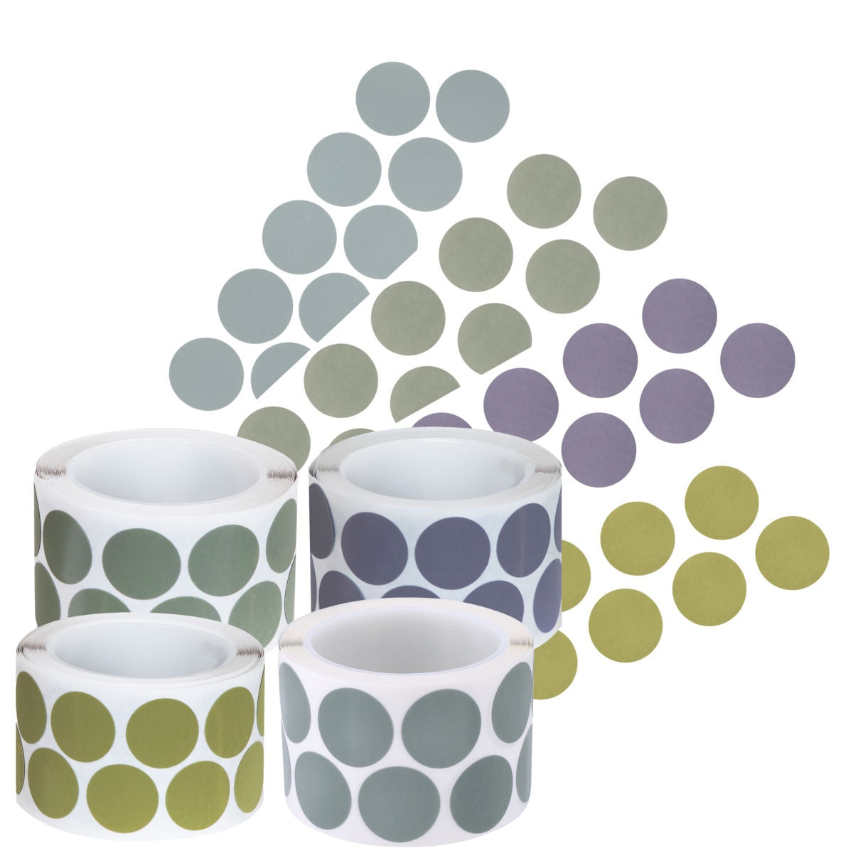 Mirka Iridium SR 1.25-in. PSA abrasive discs in assorted grit colors on rolls