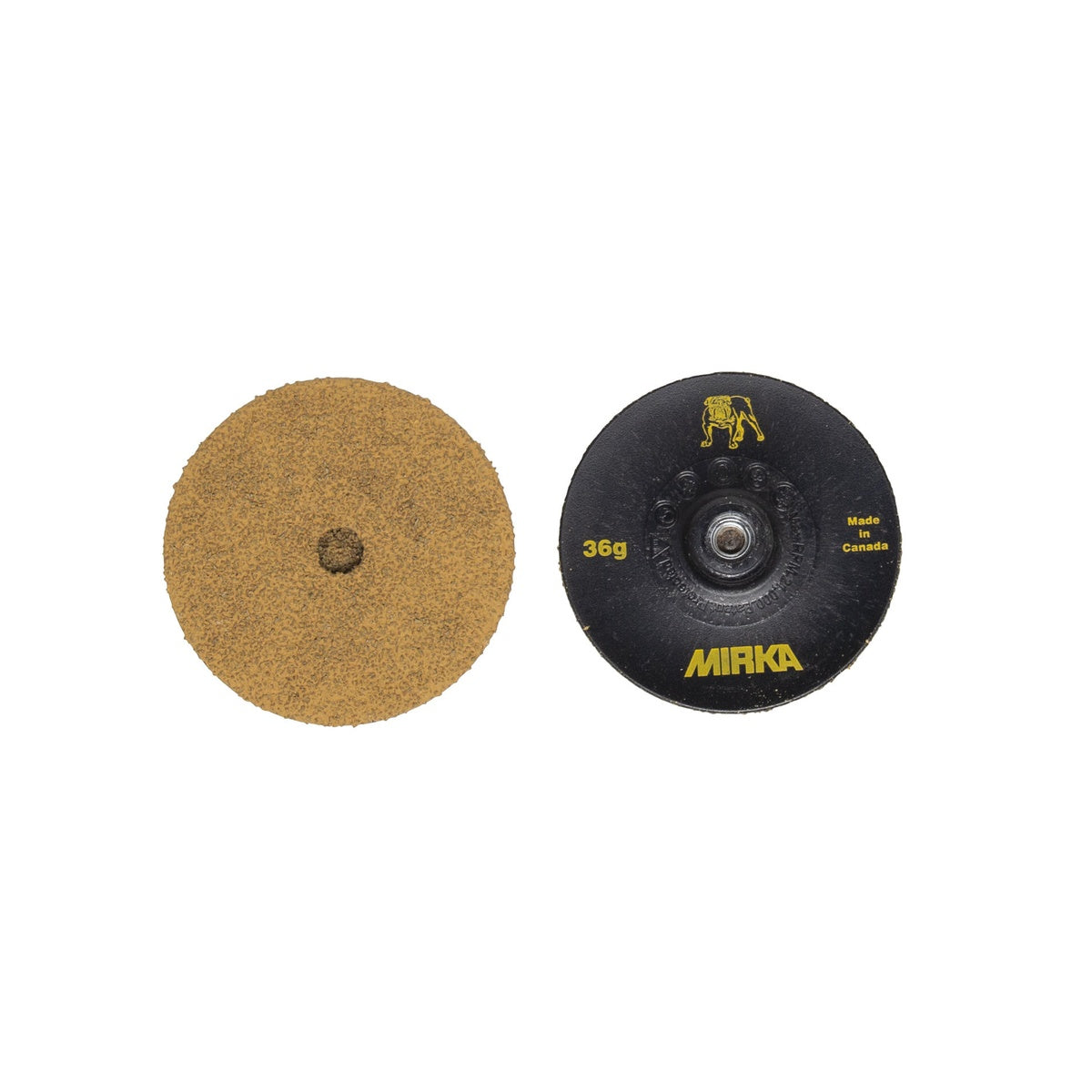 Front and back view of Mirka Trim-Kut quick change grinding disc