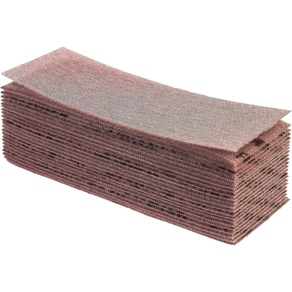 Stack of Mirka Abranet 3 x 9-in. net sanding strips in P120 grit