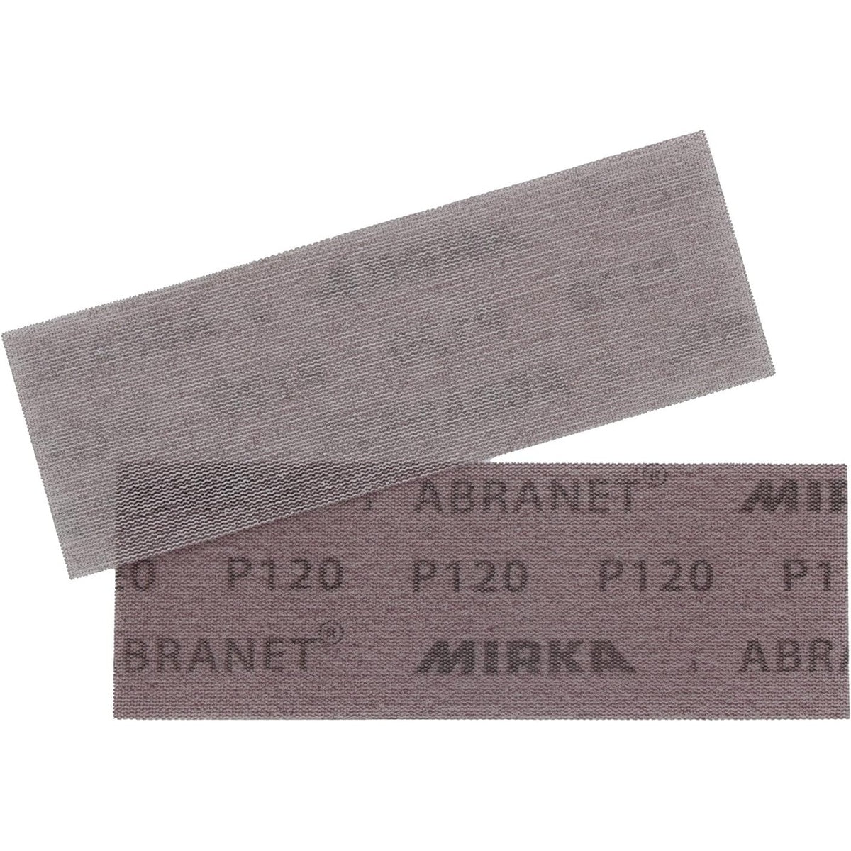 Front and back view of Mirka Abranet P120 sanding strip