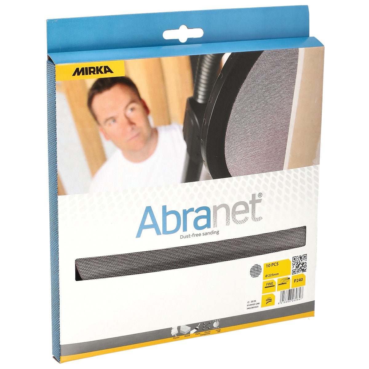 Mirka Abranet 9-in. Grip net sanding disc retail packaging