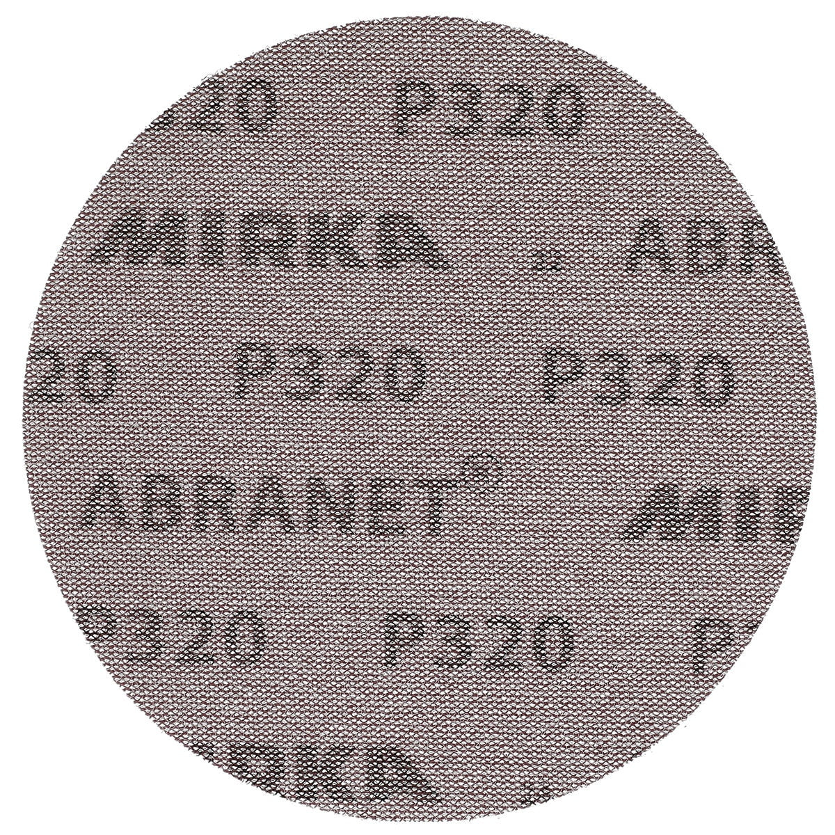 Mirka Abranet P320 net sanding disc back view with printed branding
