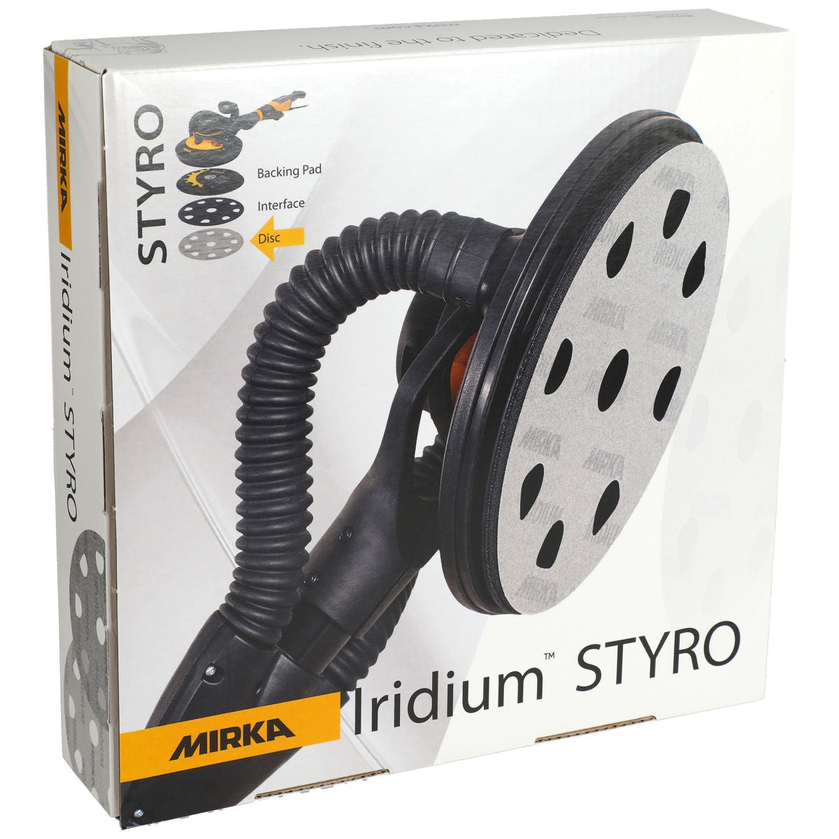 Mirka Iridium Styro product box with sanding tool image