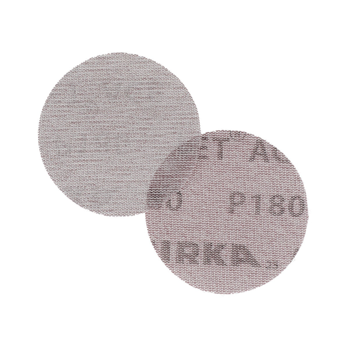 Front and back view of Mirka Abranet Ace round mesh sanding discs
