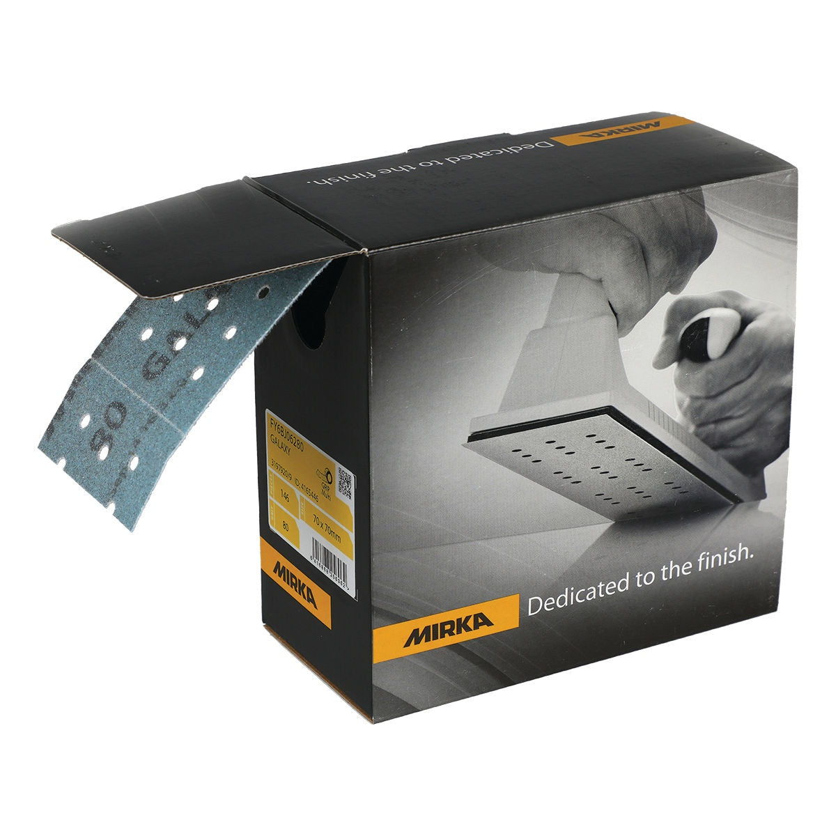 Mirka Galaxy Grip Multifit sanding roll dispensing from product box