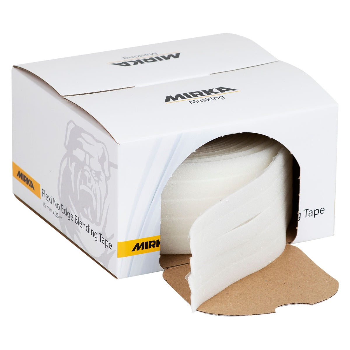 Mirka Flexi No Edge Blending Tape 15 mm x 25 m foam masking tape in dispenser box