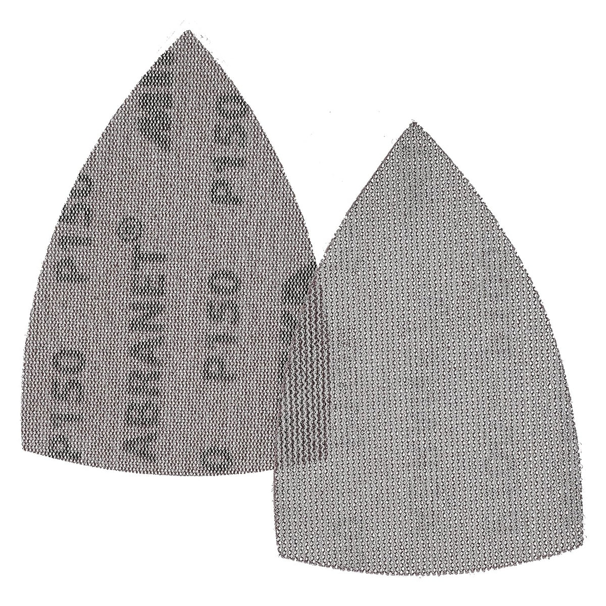Front and back view of Mirka Abranet Delta triangular mesh sanding sheets