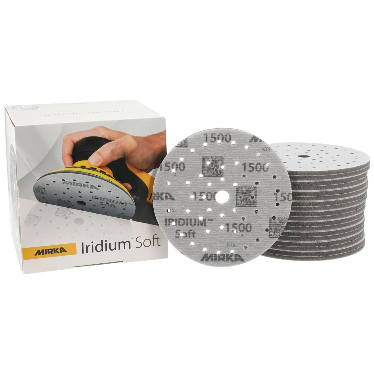 Mirka Iridium Soft sanding discs with product box