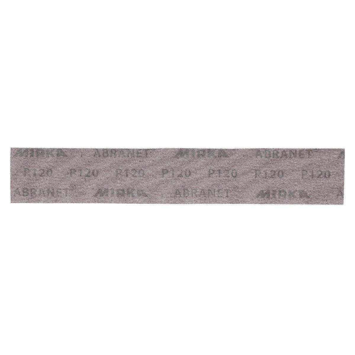 Close-up of Mirka Abranet mesh sanding sheet with printed grit markings
