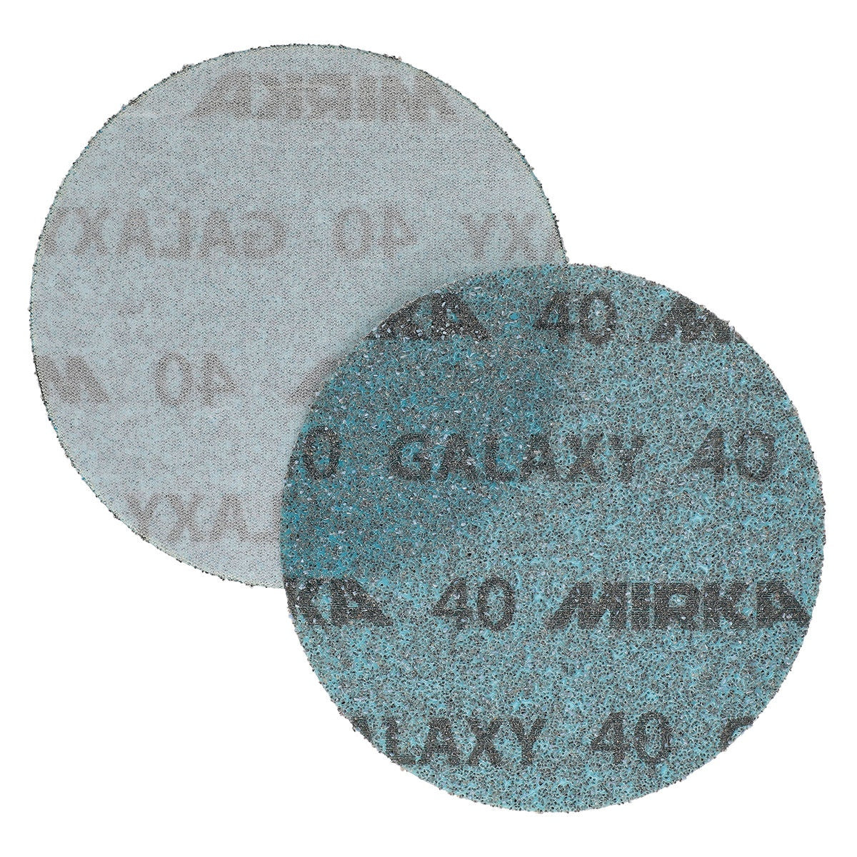 Mirka Galaxy 5-in. 40 grit grip sanding disc front and back view