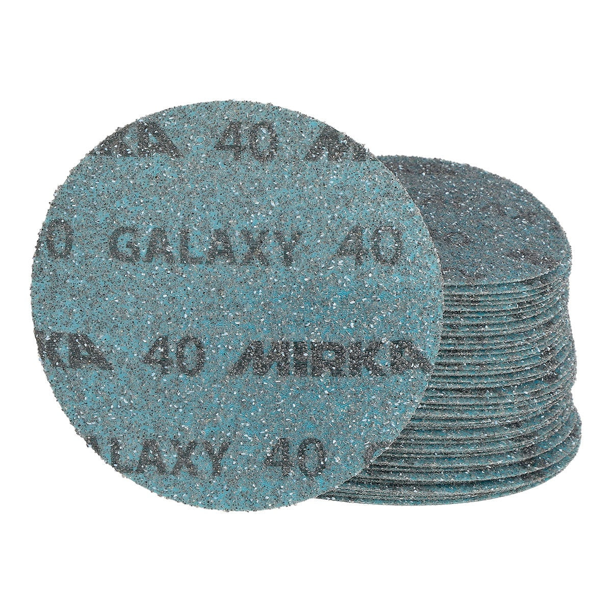 Stack of Mirka Galaxy 5-in. 40 grit grip sanding discs