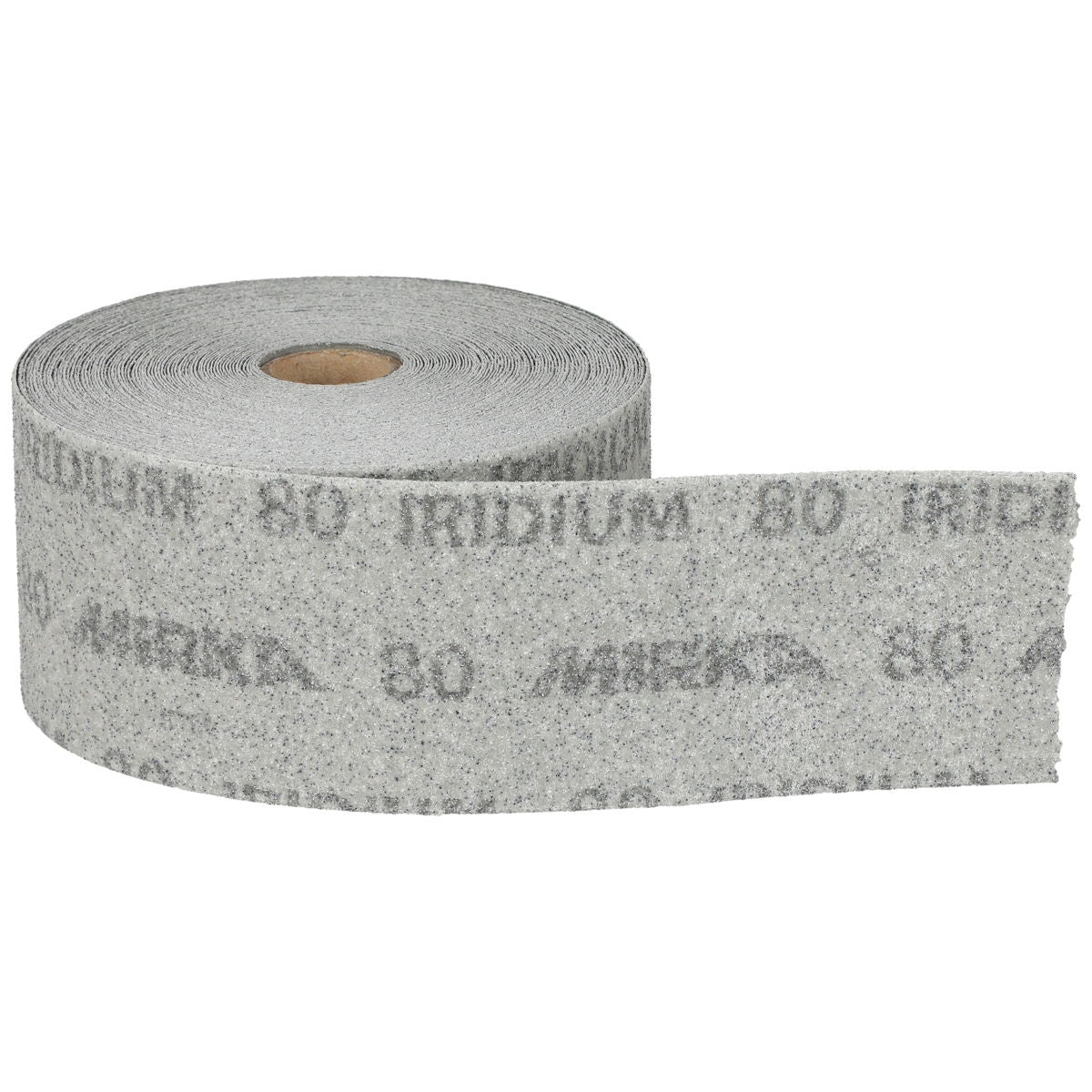 Mirka Iridium 80 grit PSA sanding roll side view