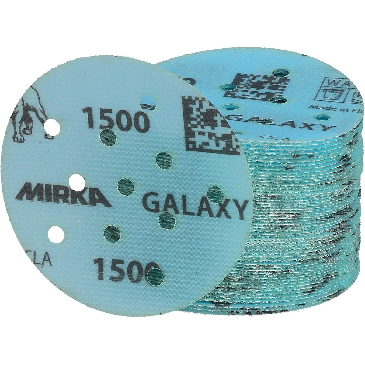 Stack of Mirka Galaxy 3-in. 1500 grit sanding discs