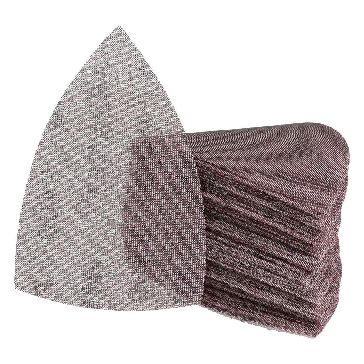 Mirka Abranet P80 triangle sanding sheets stacked in 50-pack