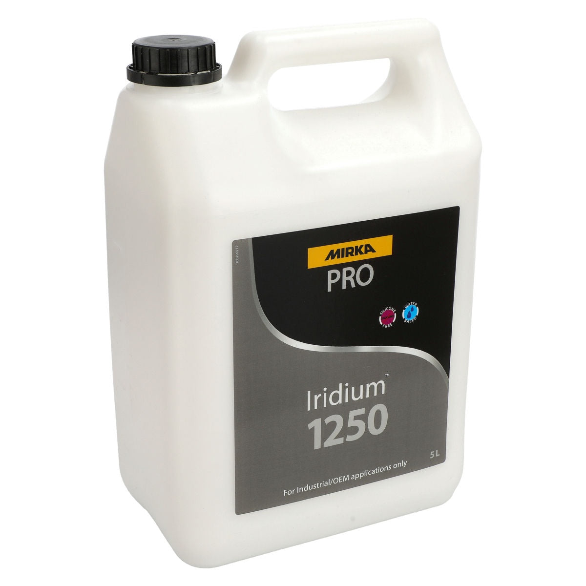 Mirka PRO Iridium 1250 polishing compound 5 liter container angled view