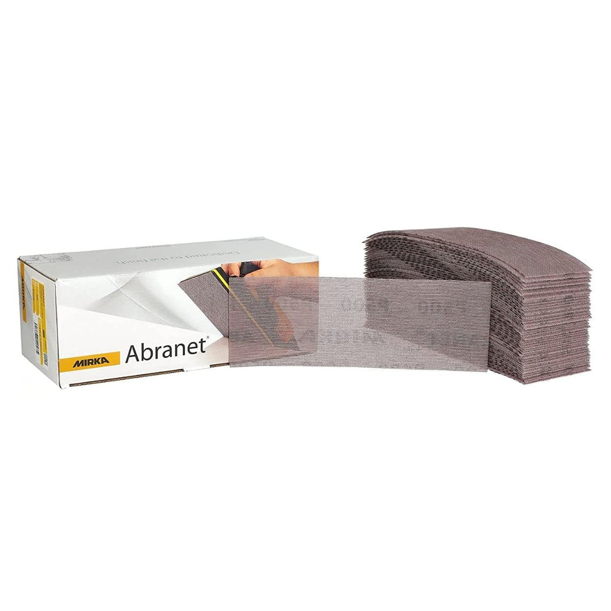 Mirka Abranet 220 grit mesh sanding sheets with box, 50-pack