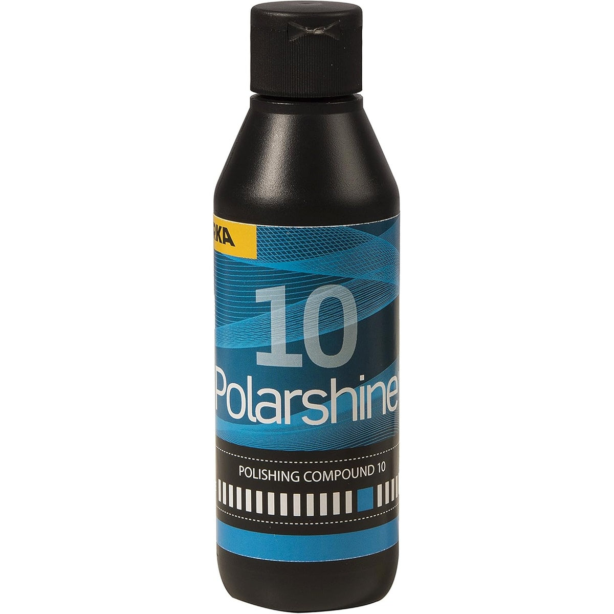 Mirka Polarshine 10 polishing compound bottle, close view