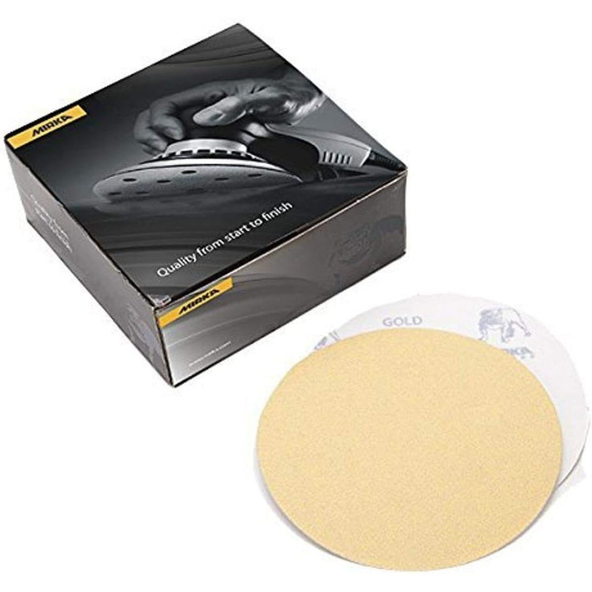 Mirka Gold 6-in. P40 hook and loop sanding disc pack with 50-count box and no-hole sanding disc