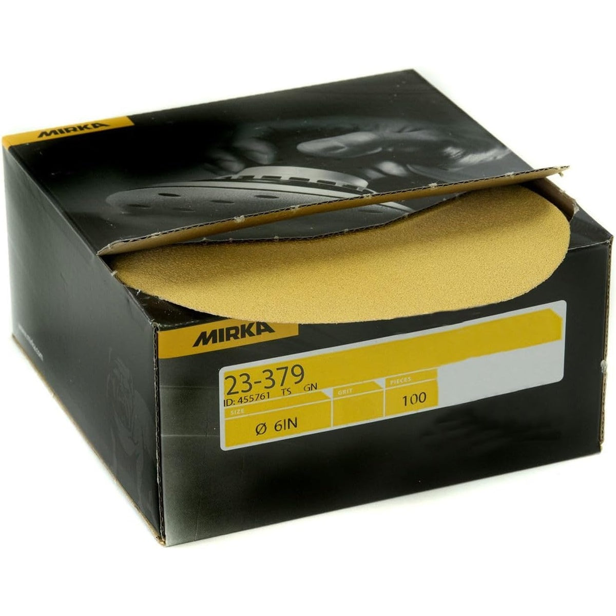 Mirka 6-in. no-hole PSA sanding discs box with 100-piece pack