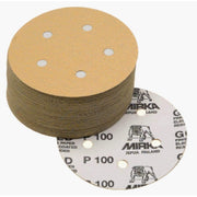 Mirka 5-in. 5-hole PSA sanding discs stack, 320 grit, 100-pack