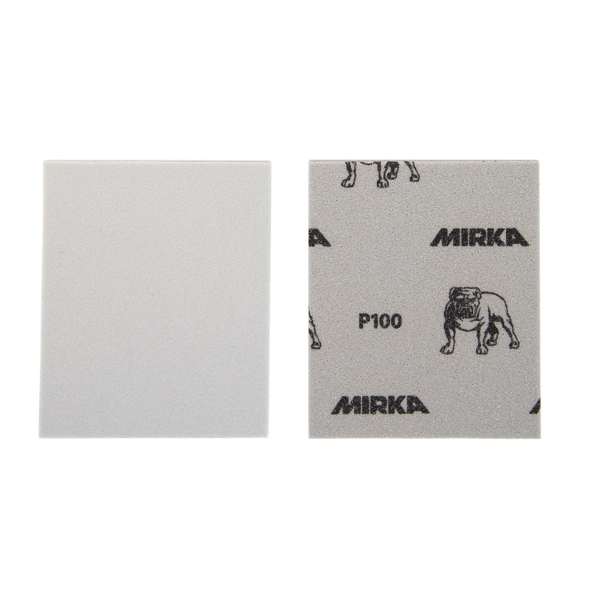 Mirka 1-sided sanding sponge shown front and back