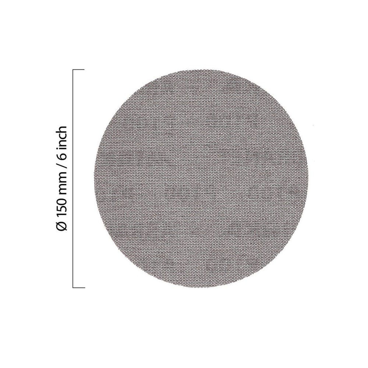 Mirka Abranet 6-in. mesh sanding disc with 150 mm diameter callout