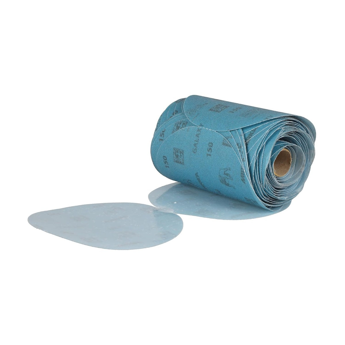 Mirka Galaxy 6-inch 150 grit PSA sanding disc roll with disc backing shown